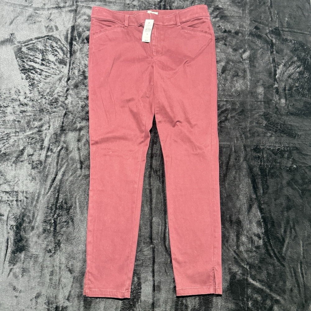 LOFT Marisa Pants Womens 10 NWT Skinny Ankle Slit Pink Rose Chino Trousers 34x29